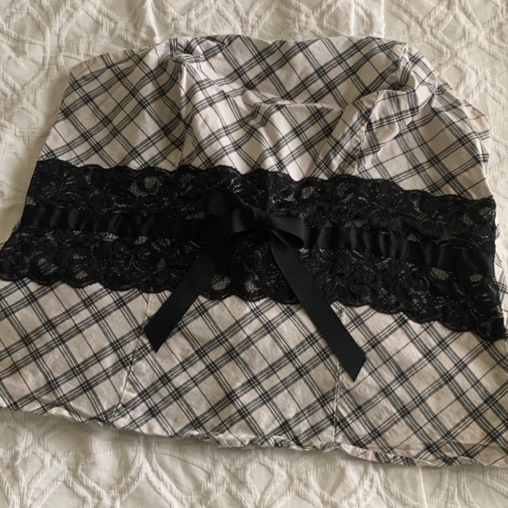 Staples Black and White Plaid Top